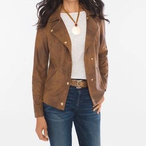 Chico's Moto Brown Faux Suede Jacket